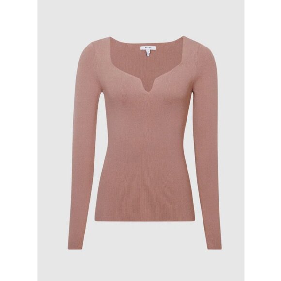 Reiss Emine Ribbed Sweetheart Jumper - Picture 2 of 9